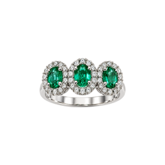 Anello Trilogy Golay in Oro Bianco con Diamanti e Smeraldi Naturali ACL3122DISM34