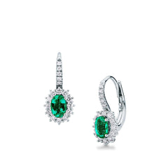 Pendientes colgantes Mirco Visconti de oro blanco con esmeraldas y diamantes