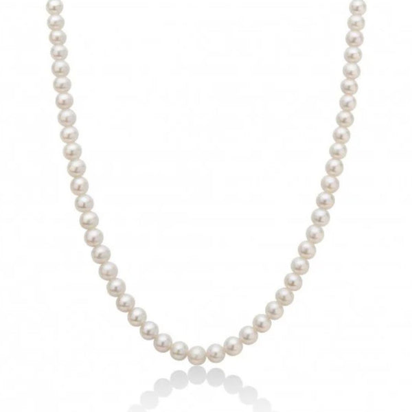 Collar de perlas de agua dulce con cierre de langosta de oro blanco