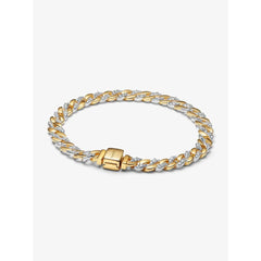 Bracciale Pandora Maglia Cubana Con Pavè In Argento E Placcatura In Oro Giallo 14 Kt