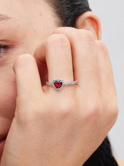 Anello Pandora Cuore In Rilievo Rosso