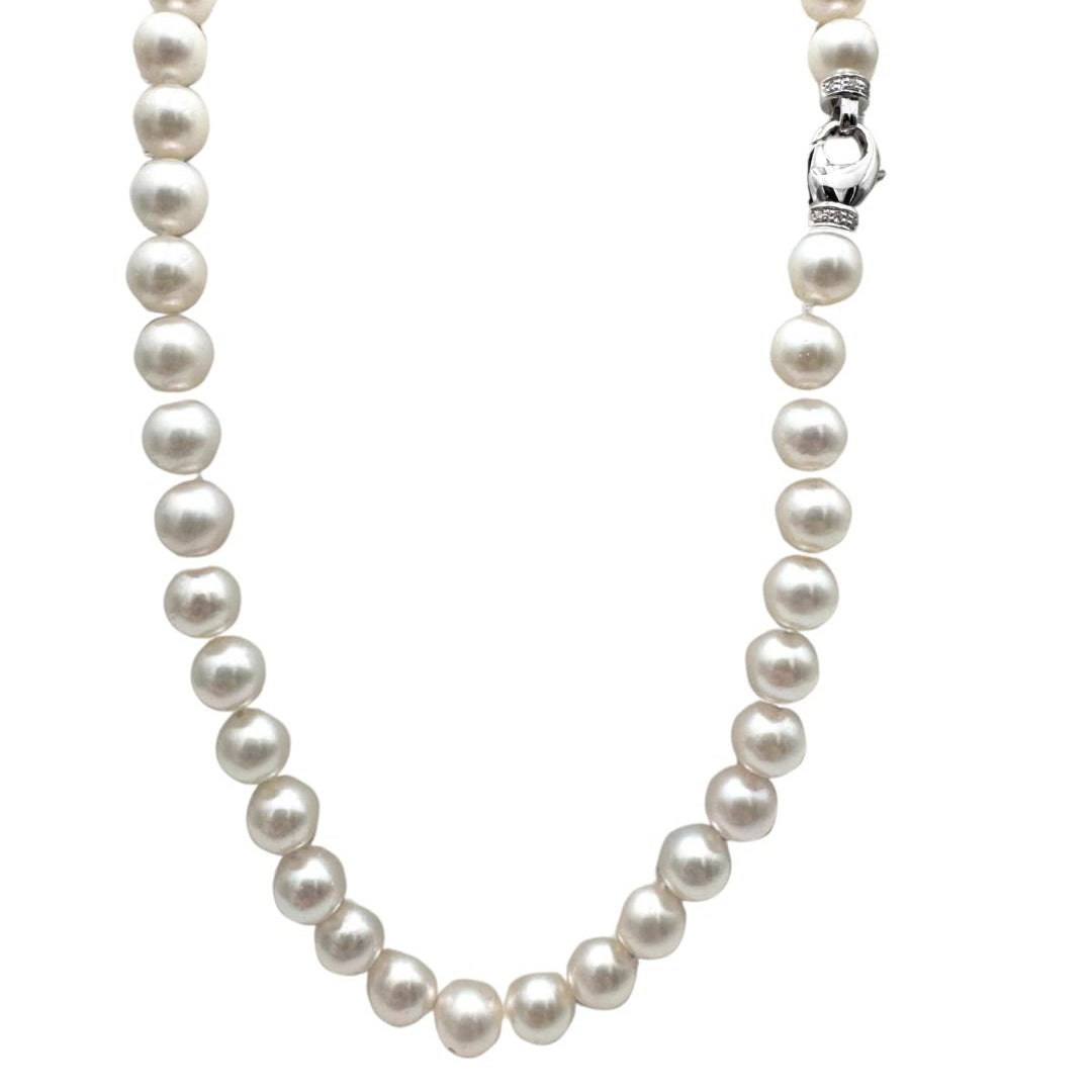 7mm Akoya Pearl Necklace with White Gold and Diamond Lobster Clasp