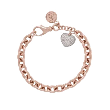 Bronzallure Bracelet with Pendant Heart in Cubic Zirconia Pavé