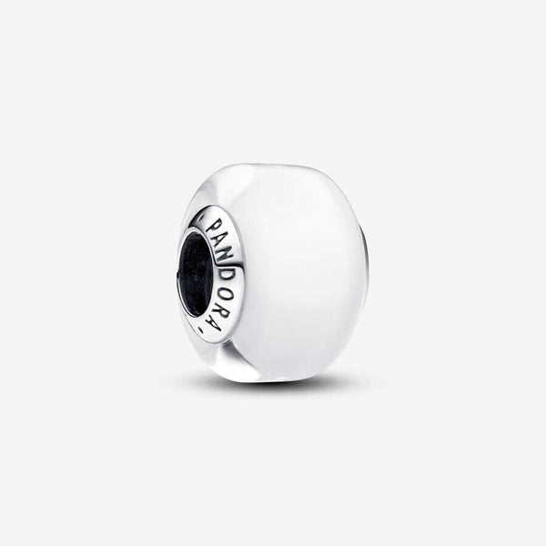 Charm Pandora Mini Vetro Di Murano Bianco