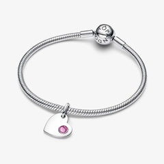 Pandora Charm Pendant Heart With Dark Pink Stone October
