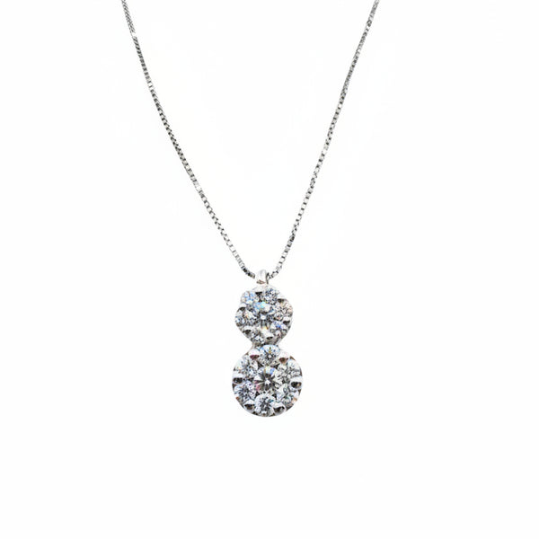 Collana in Oro Bianco 18 KT con Pendente con Fiori Magic di Diamanti CLN0V1