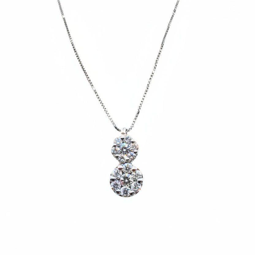 18KT White Gold Necklace with Magic Diamond Flower Pendant