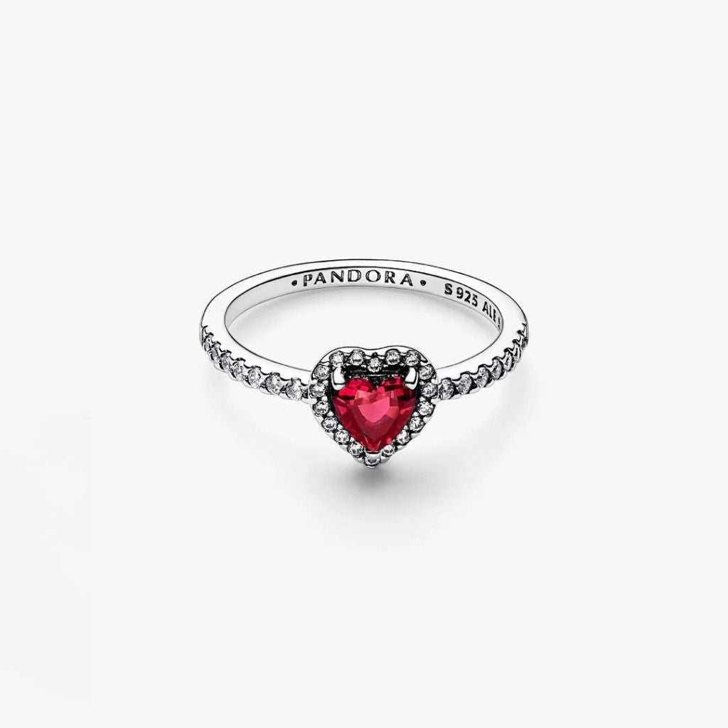 Anello Pandora Cuore In Rilievo Rosso