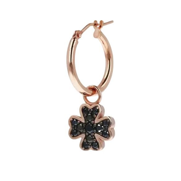 Mono Orecchino Bronzallure Con Pendente Quadrifoglio E Zirconi -