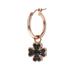 Mono Orecchino Bronzallure Con Pendente Quadrifoglio E Zirconi -