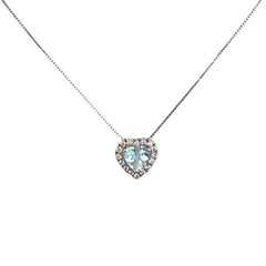 Collana Bibigi In Oro Bianco Con Smeraldo-Zaffiro-Rubino-Acquamarina Taglio Cuore -