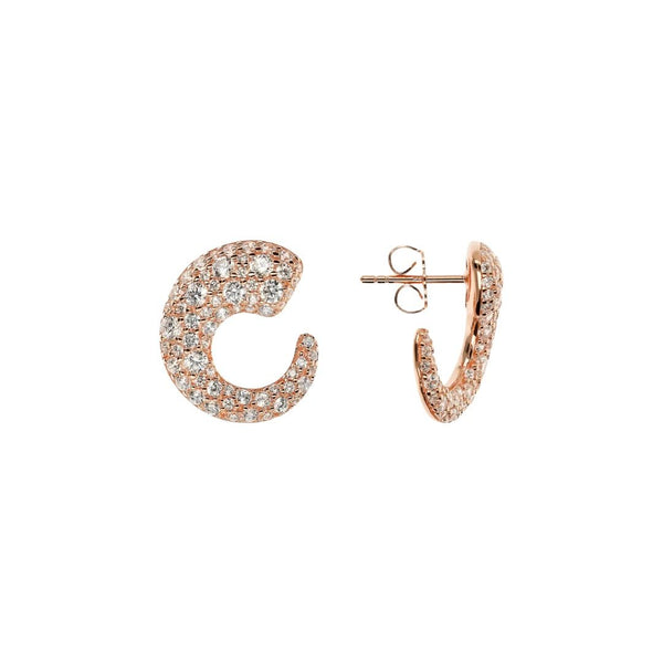 Pendientes Bronzallure de semicírculo en oro rosa degradado y pavé mixto