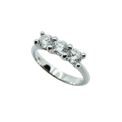 Iannelli Hand Made Trilogy Ring in White Gold with HRD Certified Diamonds, 0.75 ct.