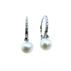 Orecchini Monachina Iannelli Hand Made in Oro Bianco con Perla d'Acqua Dolce mm 6,5/7 con Diamanti OBPGMBAE3657