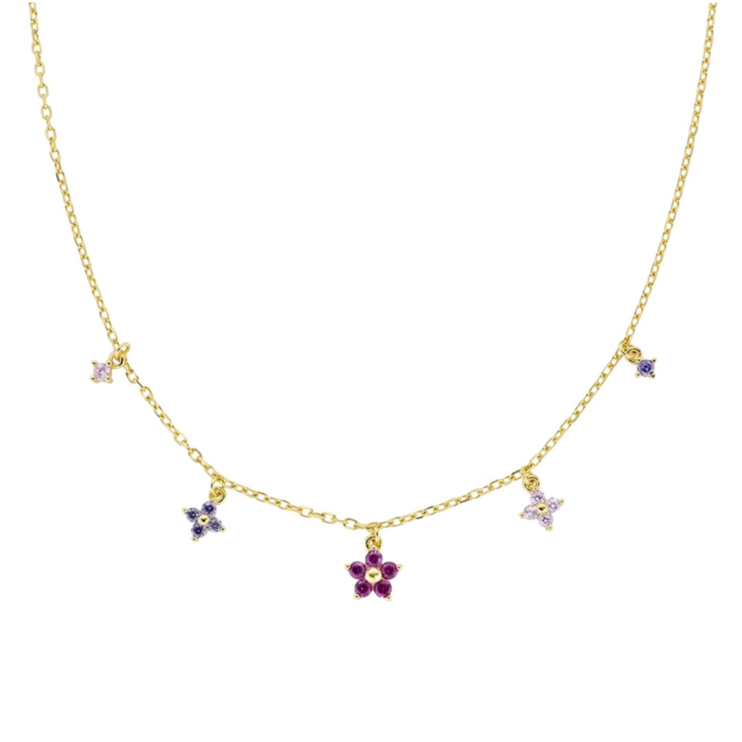 Collana Amen Primula Fucsia Dorato in Argento CLFIMGFU1