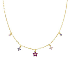 Collana Amen Primula Fucsia Dorato in Argento CLFIMGFU1