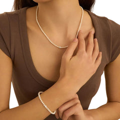 Bracciale Stroili Gabrielle Oro Bianco 9 KT Perla D'Acqua Dolce 4/4,5 mm E Cristallo Bianco 1413454
