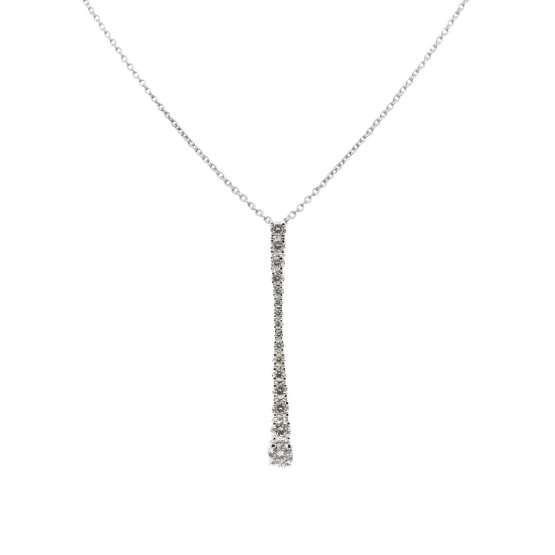 Crieri 18 KT White Gold Necklace with Elegance Graduated Diamond Pendant FGRK08