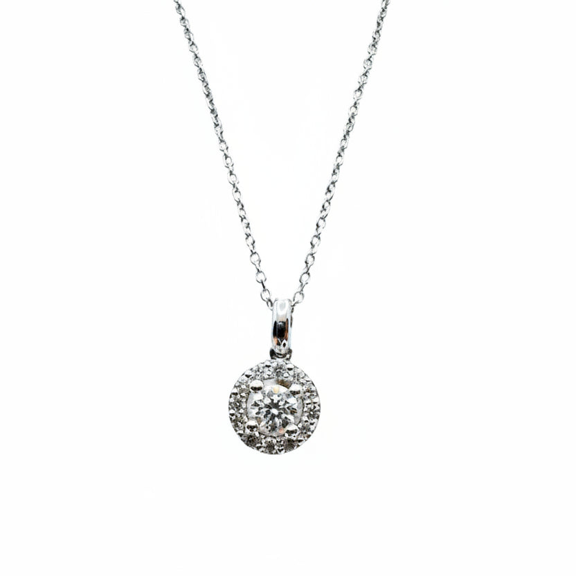 Iannelli White Gold Point of Light Necklace with Diamond Pendant