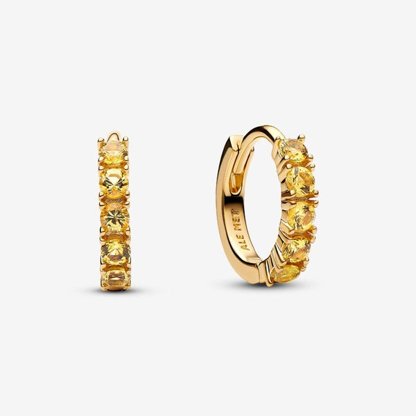 Orecchini Pandora Cerchi Piccoli Cristalli Gialli Placcatura In Oro 14k 263849C01