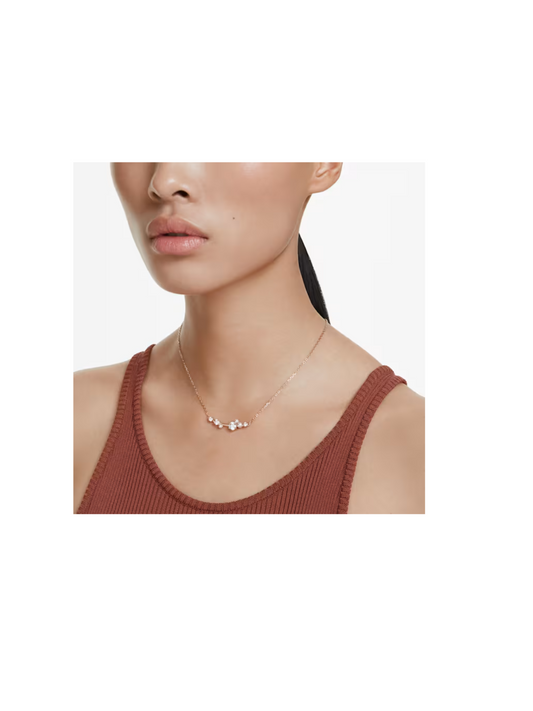 Swarovski Constella Crystal Pearl Necklace Rose Gold Plated