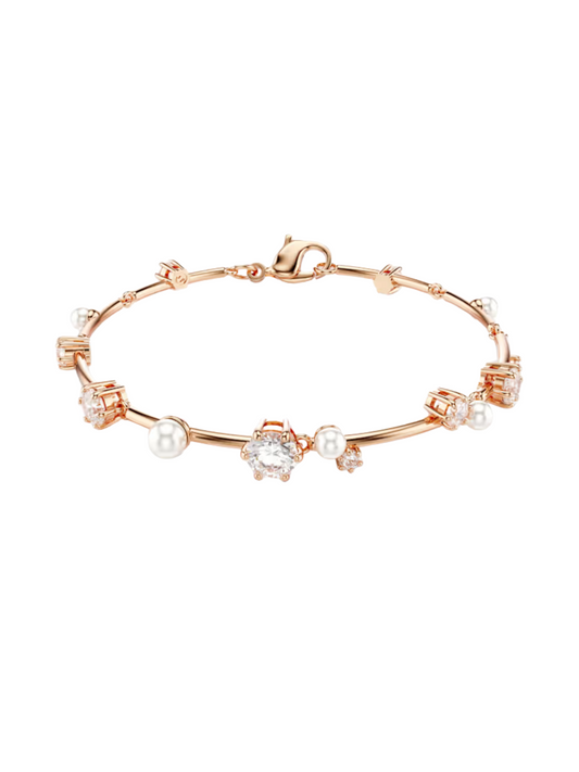 Swarovski Tennis Constella Crystal Pearl Bracelet in Rose Gold Plated