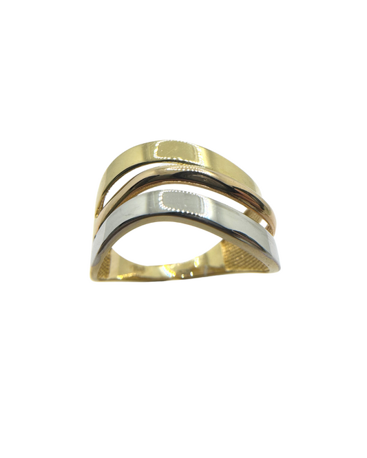 Anello Fascia 3 Ori in Oro 18 KT