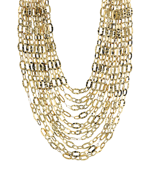 Collana Etrusca Multifilo Graduata Catena Ovale Martellata