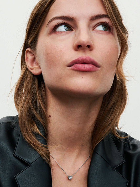 Collana Pandora Cuore In Rilievo Bianco