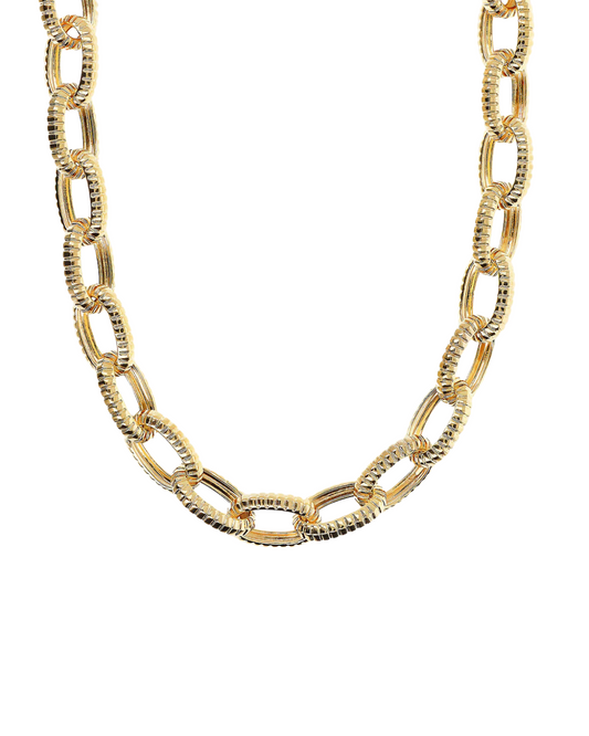 Collana Etrusca Girocollo Maglie Ovali Texture Rigata