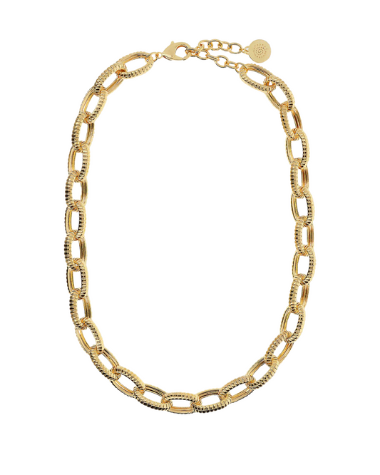 Collana Etrusca Girocollo Maglie Ovali Texture Rigata