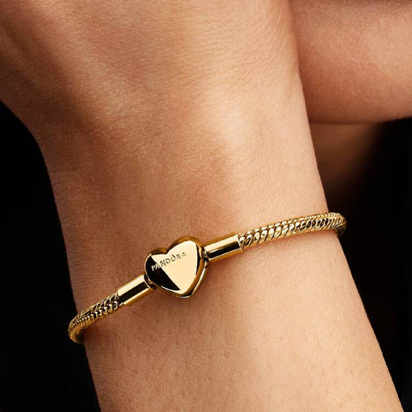 Bracciale Pandora Maglia Snake Sfaccettata Con Chiusura A Cuore Placcatura In Oro Giallo 18 Kt 564236C00