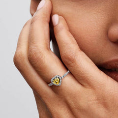 Pandora Yellow Embossed Heart Ring
