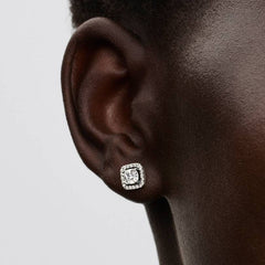 Pandora Square White Light Point Stud Earrings