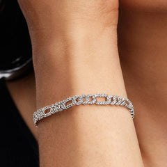 Bracciale Pandora Catena Maglia Cubana Pavè Con Ovali 594227C01