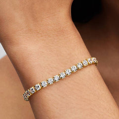 Pandora Tennis Bracelet with Large Stones in 14K Yellow Gold Plating
