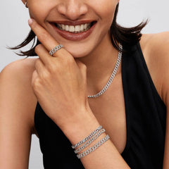 Bracciale Pandora Catena Maglia Cubana Pavè Con Ovali 594227C01