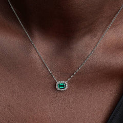 Collana Pandora Punto Luce Rettangolo Verde 394503C01-45