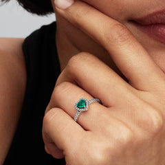 Anello Pandora Cuore in Rilievo Verde Scuro 198421c07