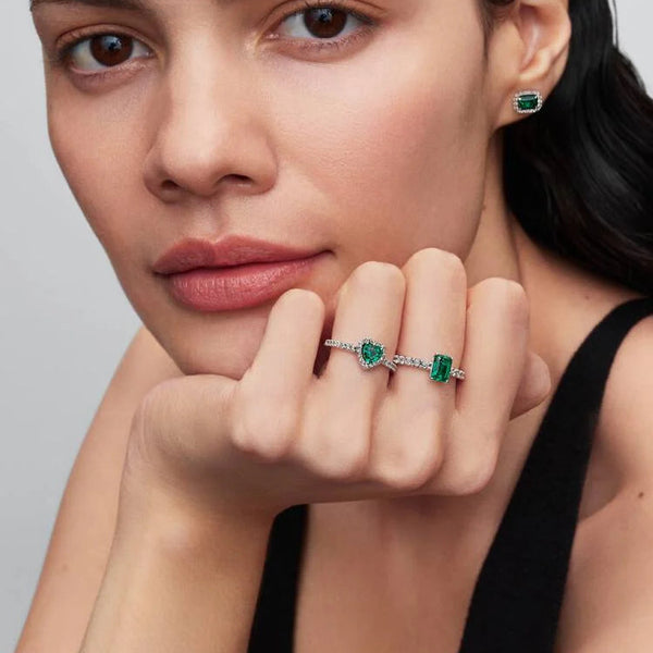 Anello Pandora Taglio Baguette Verde 194506c01