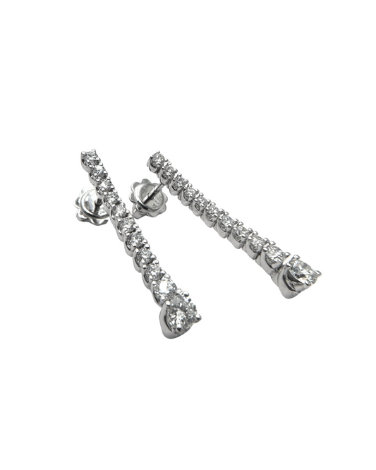 Pendientes de tenis Golay de oro blanco con diamantes con certificación IGI