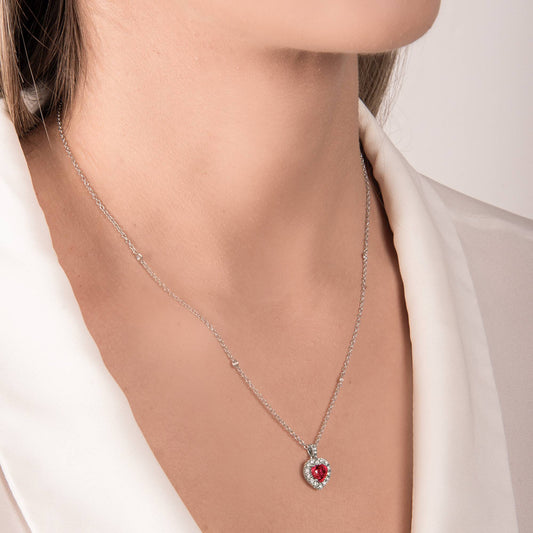 Collana Cuore Mirco Visconti con Rubino Taglio Cuore e Diamanti