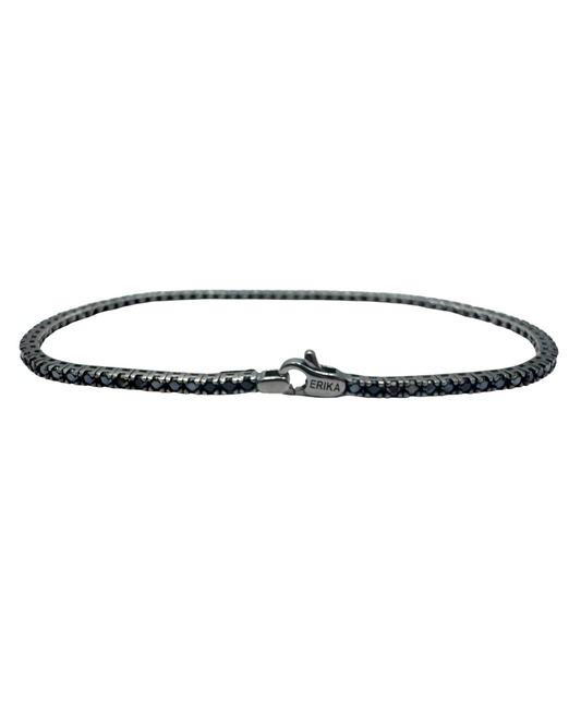 Pulsera de tenis para hombre en oro bruñido con circonitas negras