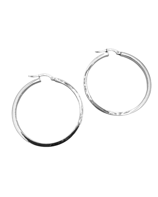 Square Hoop Earrings in White Gold