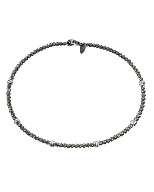 Bracciale Rigido con Sfere Diamantate in Oro Brunito e Bianco 18 KT