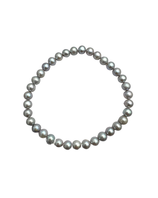 Bracciale Elastico con Perle Grigie d'Acqua Dolce 5,5 mm
