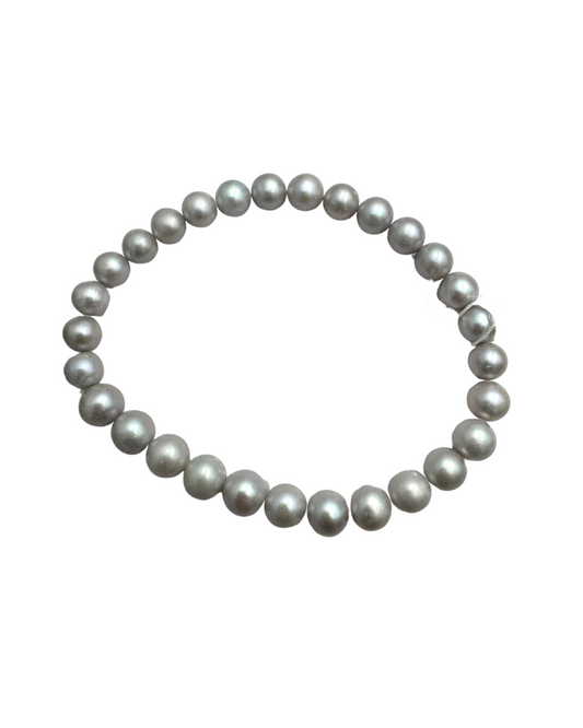 Bracciale Elastico con Perle Grigie d'Acqua Dolce 7 mm