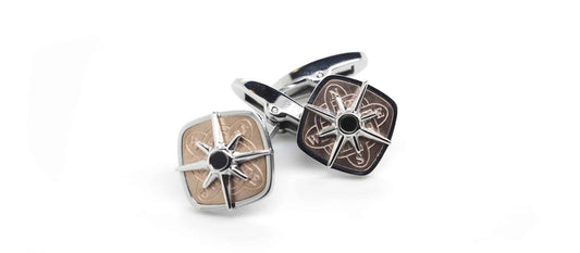 Gemelli Zancan in Acciaio con Rosa Dei Venti