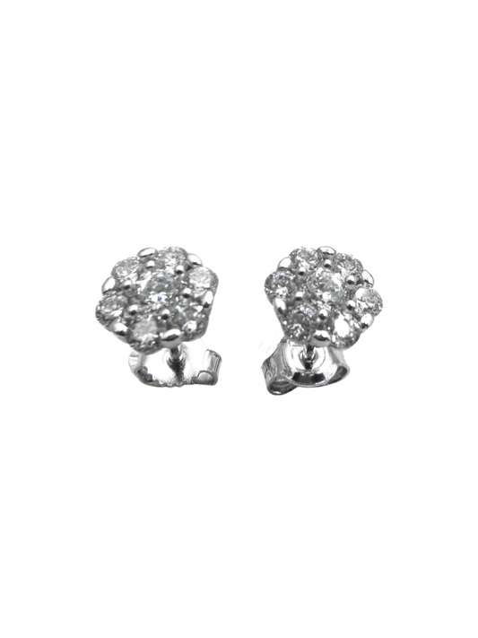 Magic Stud Earrings in 18KT White Gold and Zircons