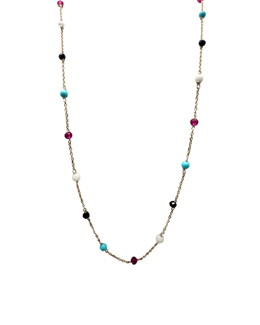 Collana in Oro Giallo 18 KT con Cristalli Multicolor